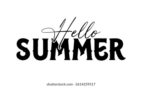 Hello Summer text hand draw lettering vector illustration.