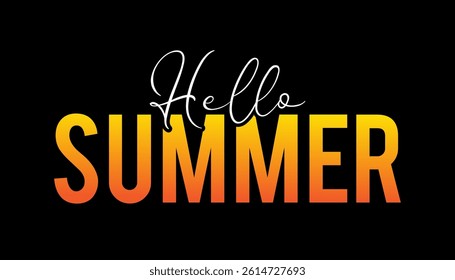 Hello Summer text hand draw lettering vector illustration.