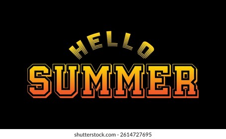 Hello Summer text hand draw lettering vector illustration.
