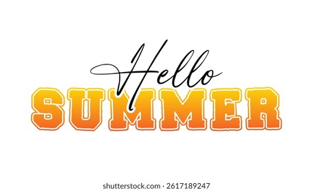 Hello Summer text hand draw lettering vector illustration.