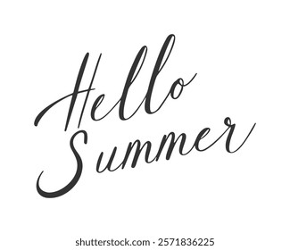 Hello Summer text hand drawn lettering, inscription, element design , isolated on white background. Vector illustration