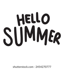 Hello Summer text lettering isolated. Hand drawn vector art. 