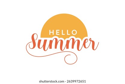 Hello Summer text lettering isolated. Unique Hand drawn Hello Summer vector.