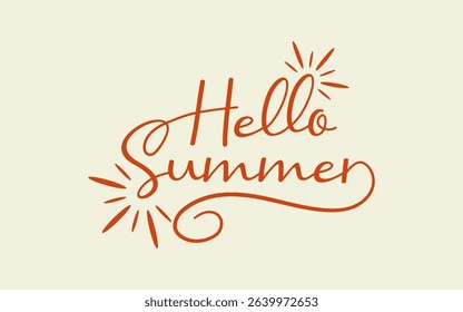 Hello Summer text lettering isolated. Unique Hand drawn Hello Summer vector.