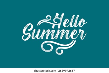Hello Summer text lettering isolated. Unique Hand drawn Hello Summer vector.