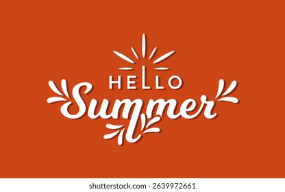 Hello Summer text lettering isolated. Unique Hand drawn Hello Summer vector.