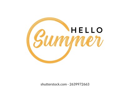 Hello Summer text lettering isolated. Unique Hand drawn Hello Summer vector.