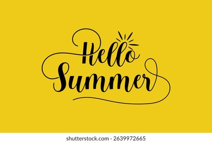 Hello Summer text lettering isolated. Unique Hand drawn Hello Summer vector.
