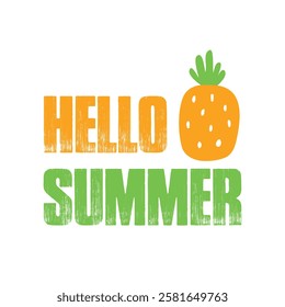 hello summer text on white background.
