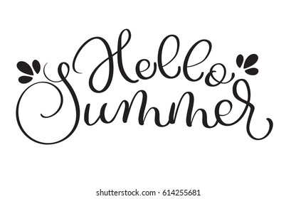 Hello Summer text on white background. Hand drawn Calligraphy lettering Vector illustration EPS10
