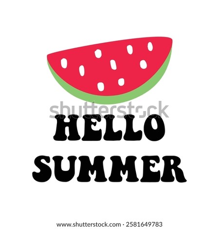 hello summer text on white background.