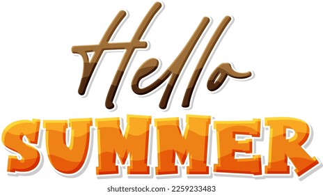 Hello summer text for poster or banner design illustration