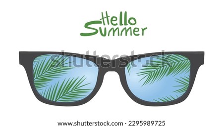 Hello summer text with sun glasses. vector