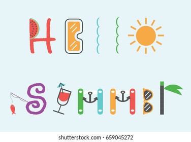 Hello Summer Text Title Poster Design