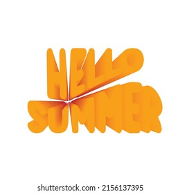 hello summer text wave effect vector design