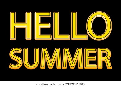 Hello summer time heading design for banner or poster. Summer event concept. 3d text effect. Vector illustration.