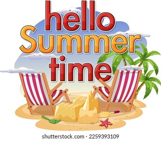 Hello summer time logo template illustration