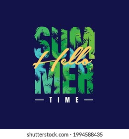 Hello Summer Time Poster With Lettering Design For T-shirt, Cool Vacation Poster, Summer T Shirt Design, Fresh Background For Summer, Cool T Shirt Design