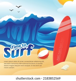 
Hello Summer Time to Surf, Fully Vector Graphic and Editable