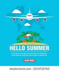 Hola verano. Tiempo de viajar con diseño plano