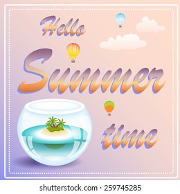 Hello summer time. Tropical island in the bowl.