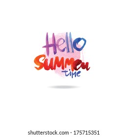 hello summer time. vector watercolor text