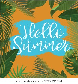Hello Summer time wallpaper, fun, party, background, picture, art, design, travel, poster, event. Vector illustration