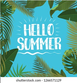 Hello Summer time wallpaper, fun, party, background, picture, art, design, travel, poster, event. Vector illustration