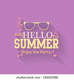Hello Summer, Travel Badge and Web Banner Vector Flat Design