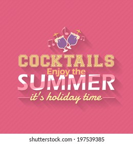 Hello Summer, Travel Badge and Web Banner Vector Flat Design