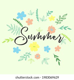 Hello Summer. Trendy abstract art templates. Suitable for social media posts, mobile apps, banners design. Vector fashion backgrounds. Leaves and plants. Summer holidays. Summer sales