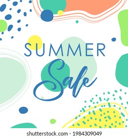 Hello Summer. Trendy abstract art templates. Suitable for social media posts, mobile apps, banners design. Vector fashion backgrounds. Leaves and plants. Summer holidays. Summer sales