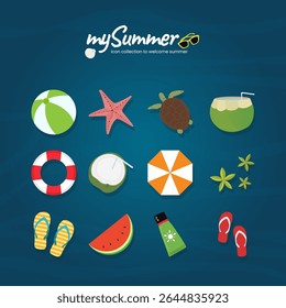 Hello Summer. Tropical Icon Set