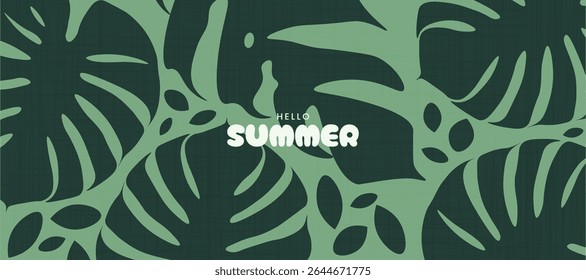 Hello Summer Tropical Leaf Background Illustration