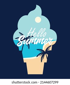 hello summer tropical scene design