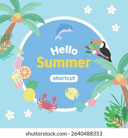 Hello Summer Tropical Vacation Illustration