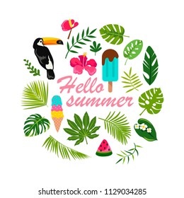 Hello summer. tropical welcome design. vector illustration