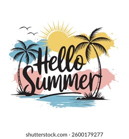 Hello Summer- Summer t-shirt design. 