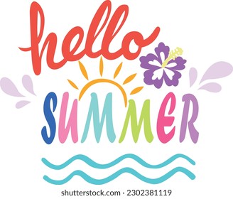 The "Hello Summer" t-shirt design captures the essence of the vibrant and carefree season. The design features a combination of playful elements and bold typography to create a visually appealing and 
