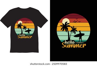 Hola diseño gráfico de camiseta de verano