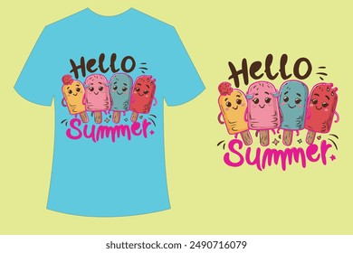 Hello summer t-shirt design template vector and illustrator.