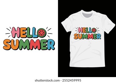 Hola diseño de camiseta de verano. Camiseta única en el día de verano.