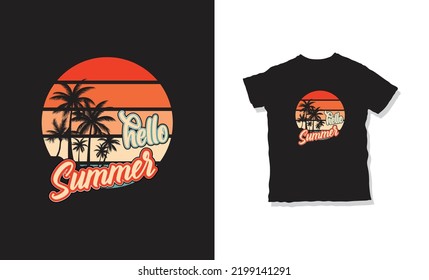 Hello summer t-shirt design vector