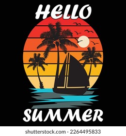 Hello Summer T-shirt Design Vector Illustration