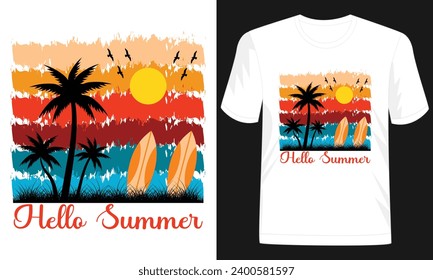 Hello Summer T-shirt Design Vector Illustration