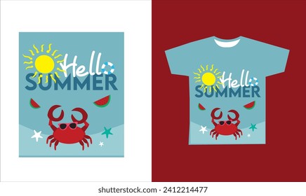 hello summer t-shirt design vector illustation