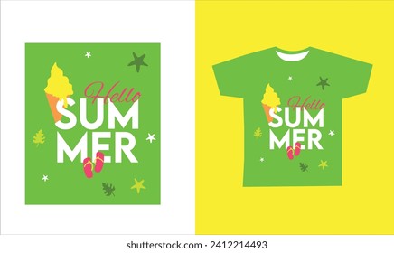 hello summer t-shirt design vector illustation