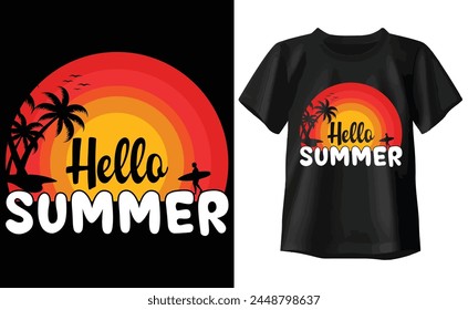 Hello Summer T-shirt, summer Typography T-shirt Design