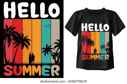 Hello Summer T-shirt, summer Typography T-shirt Design