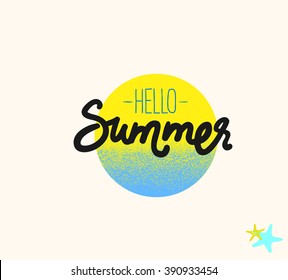 Hello summer. Typographic summer design card templates. Hand drawn poster.